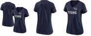 Nike Women's Navy Tennessee Titans Team Name Logo V-Neck Tri-Blend T-shirt
